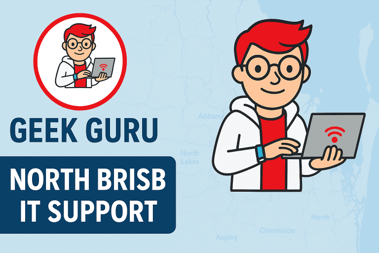 Geek Guru 2u technician providing onsite computer and IT support across North Brisbane suburbs